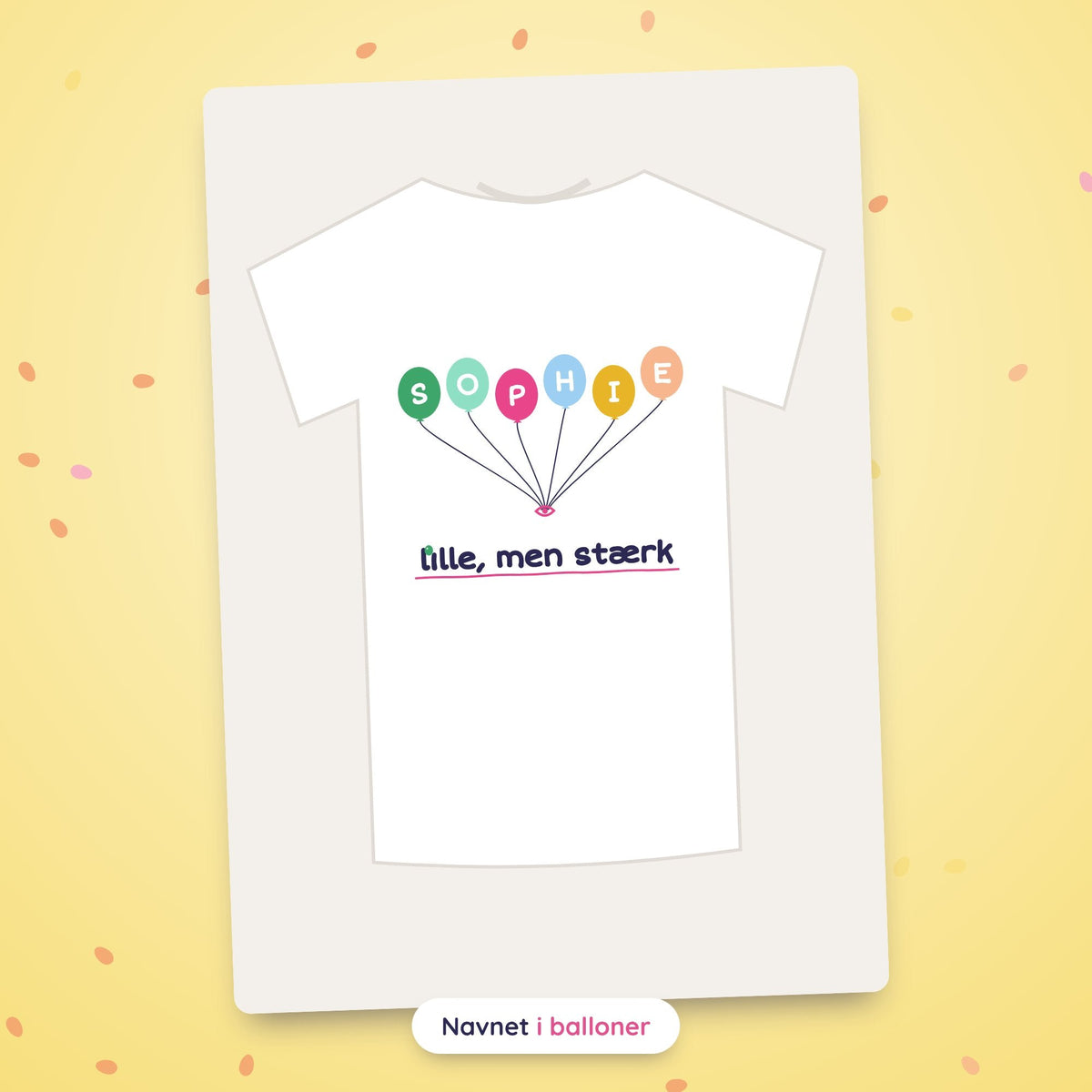 [Navn]s navn i balloner – t-shirt