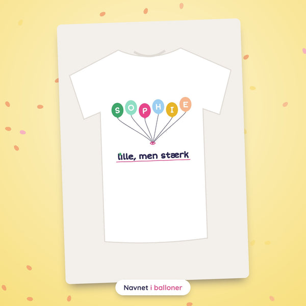 [Navn]s navn i balloner – t-shirt
